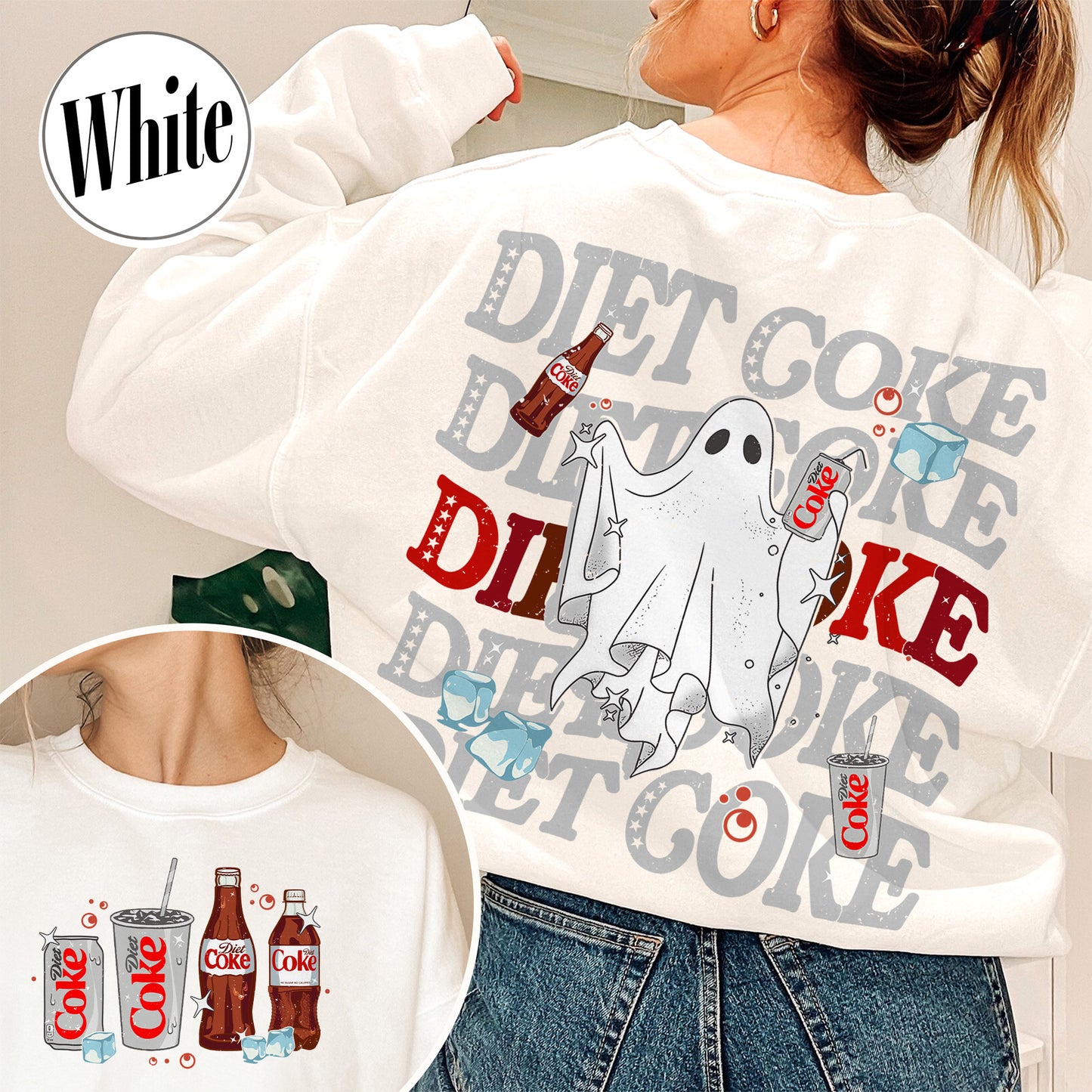 Halloweeen Ghost Sweatshirt, Diet Coke Ghost Sweatshirt, Diet Coke Teacher Sweatshirt
