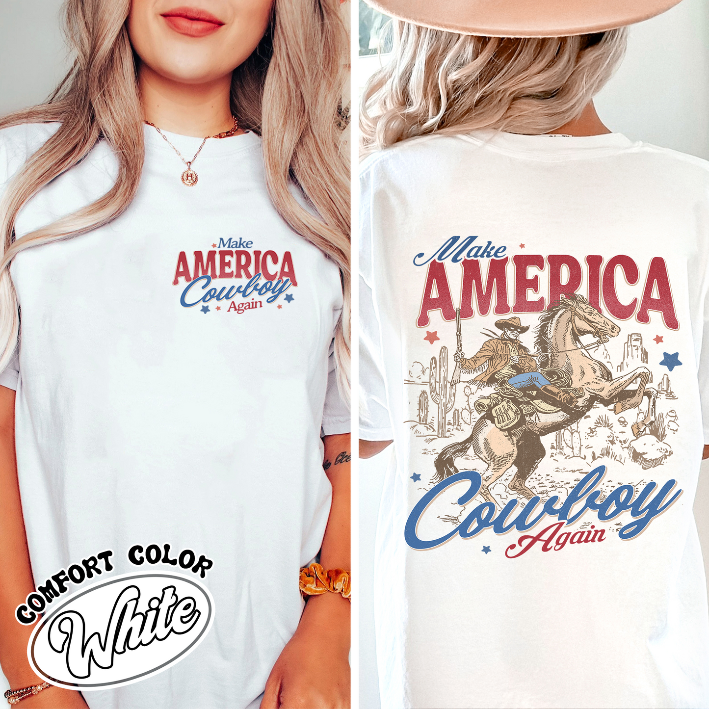 Make America Cowboy Again Comfort Colors Shirt,Make America Cowboy Again Tshirt,4th of July Shirts,4th of July Western Comfort Colors Shirt