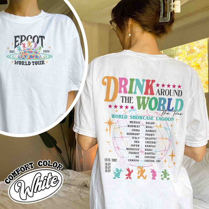 Disney Comfort Color Shirt, Epcot Drink Around the World Shirt, Disney Trip Shirt