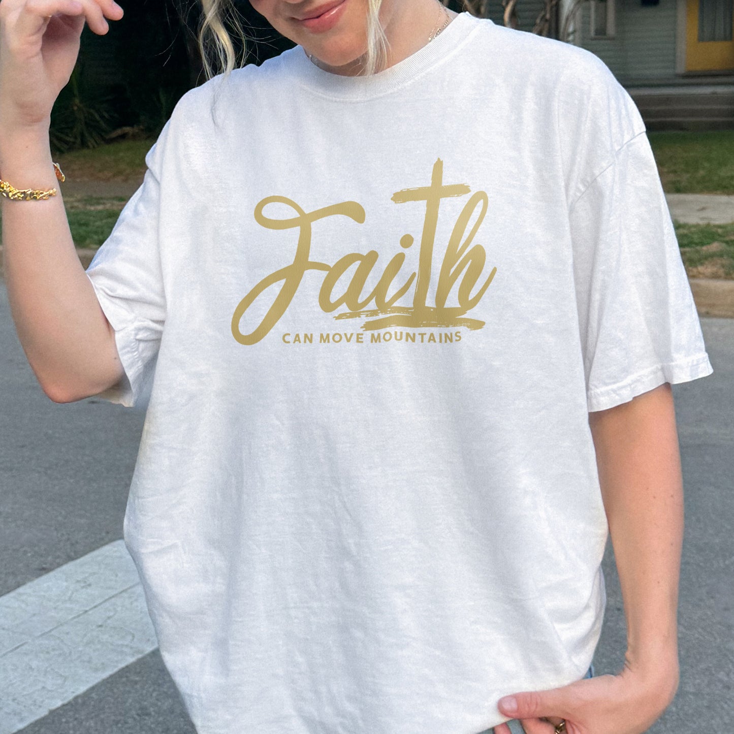 Faith Can Move Mountains Shirt | Christian Cross Bible Verse Tee