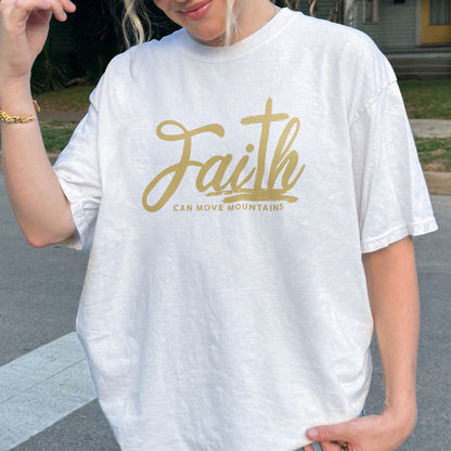 Faith Can Move Mountains Shirt | Christian Cross Bible Verse Tee