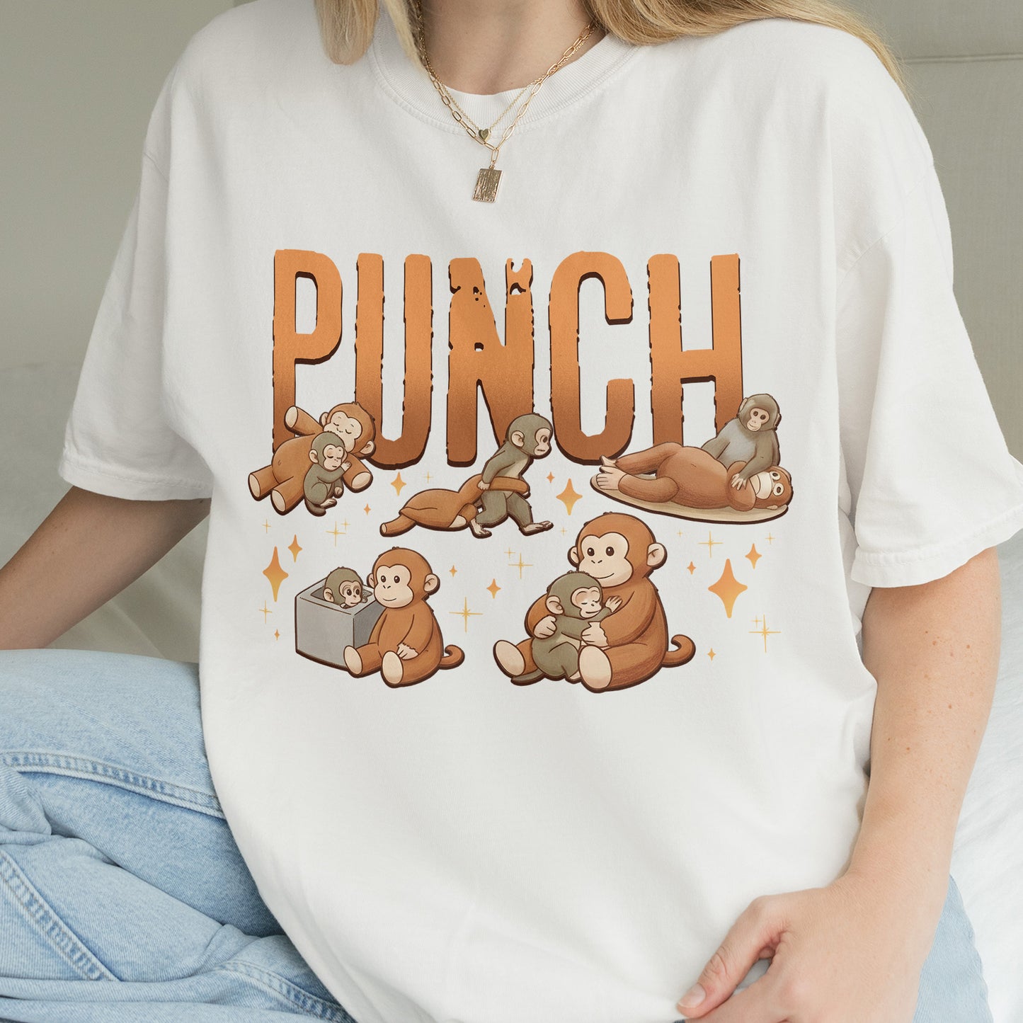 Monkey Punch Cute - Funny Kawaii Monkeys Graphic - Animals Monkeys Lovers Tshirt