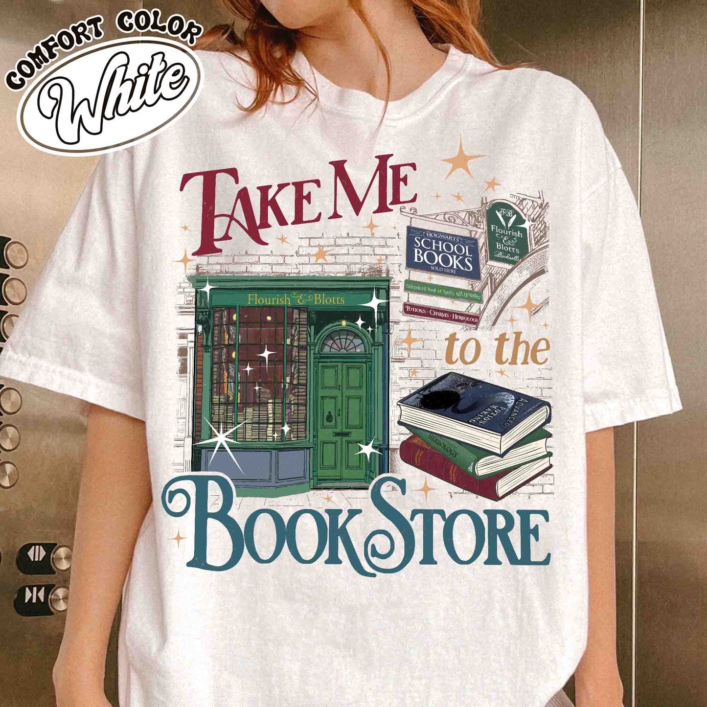 Take Me to the Book Store Shirt, Wizard Book Shop Comfort Colors Shirt, Bookseller Wizarding HP World, Book Store, Bookish Shirt, Librarian Lover