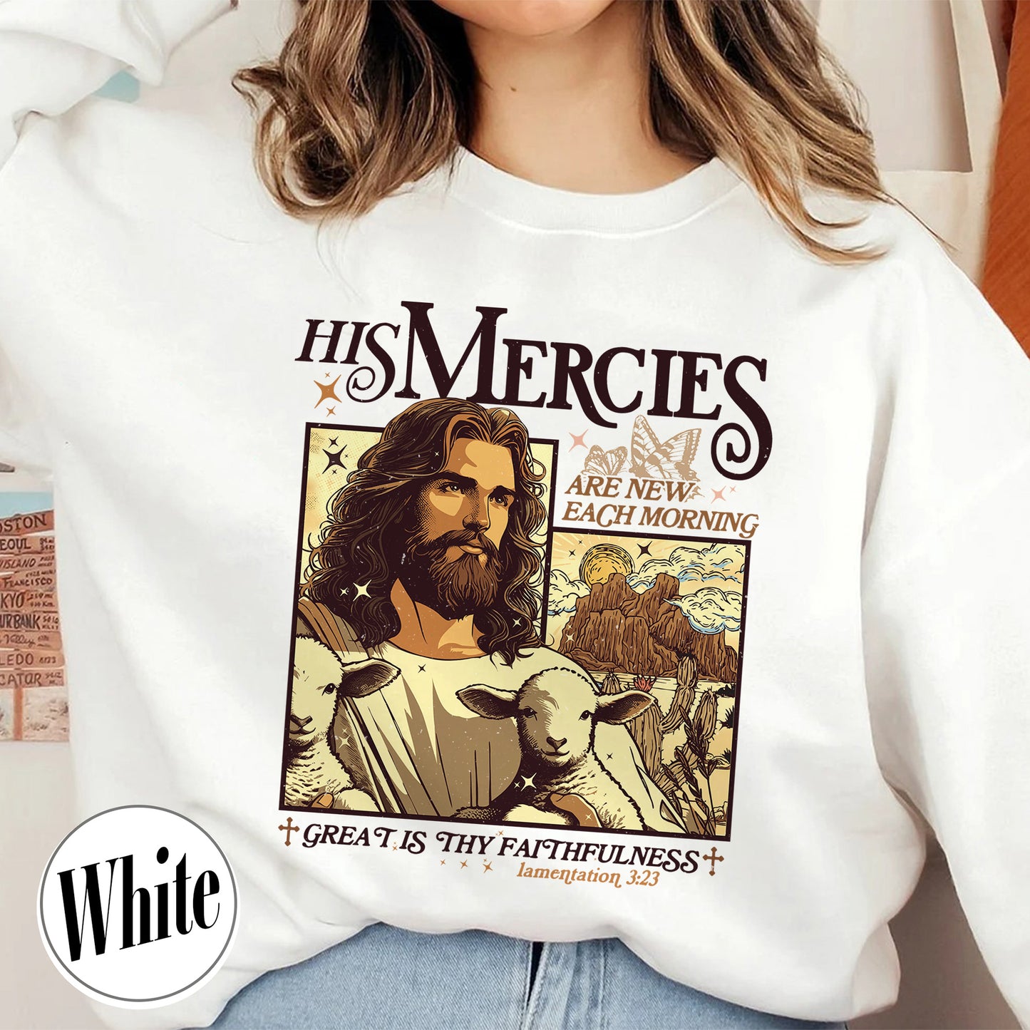 Christian Sweatshirt, Bible Verse Sweatshirt, His Mercies Are New Each Morning Sweatshirt