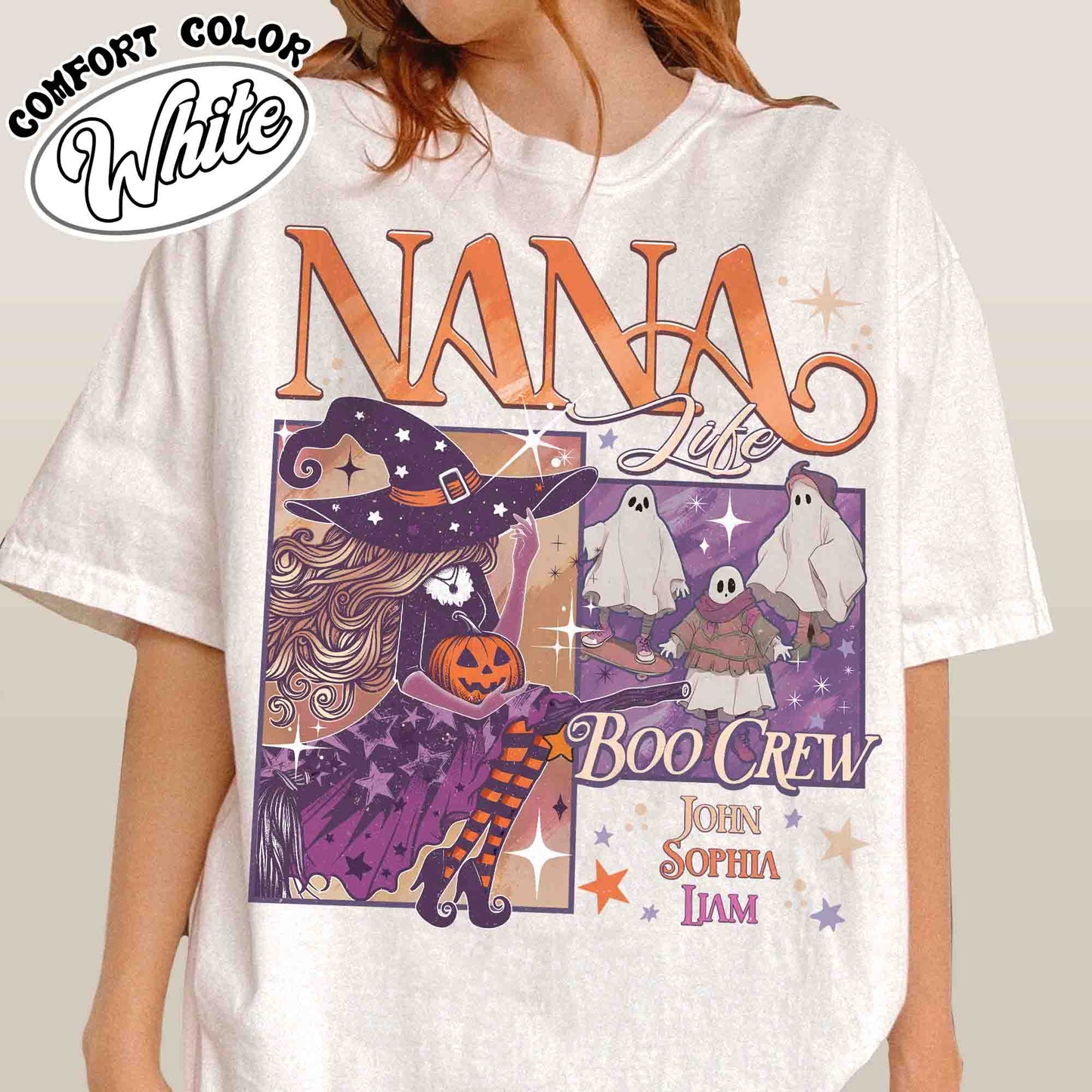 Custom Halloween Nana Witch Shirt, Personalized Halloween Mama Shirt, Spooky Mama Shirt, Spooky Mom Shirt, Halloween Shirt, Custom Name Halloween