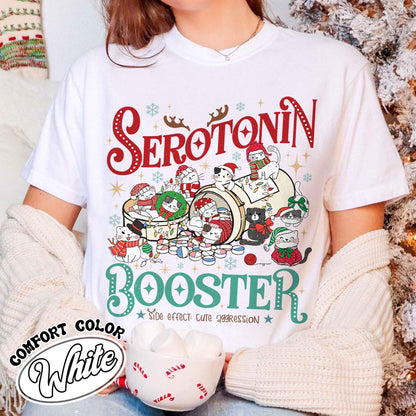 Serotonin Booster Cat Shirt, Cat and Serotonin Shirt, Christmas Cat Shirt, Mental Health Christmas Shirt, Cats and Mental Health Shirt