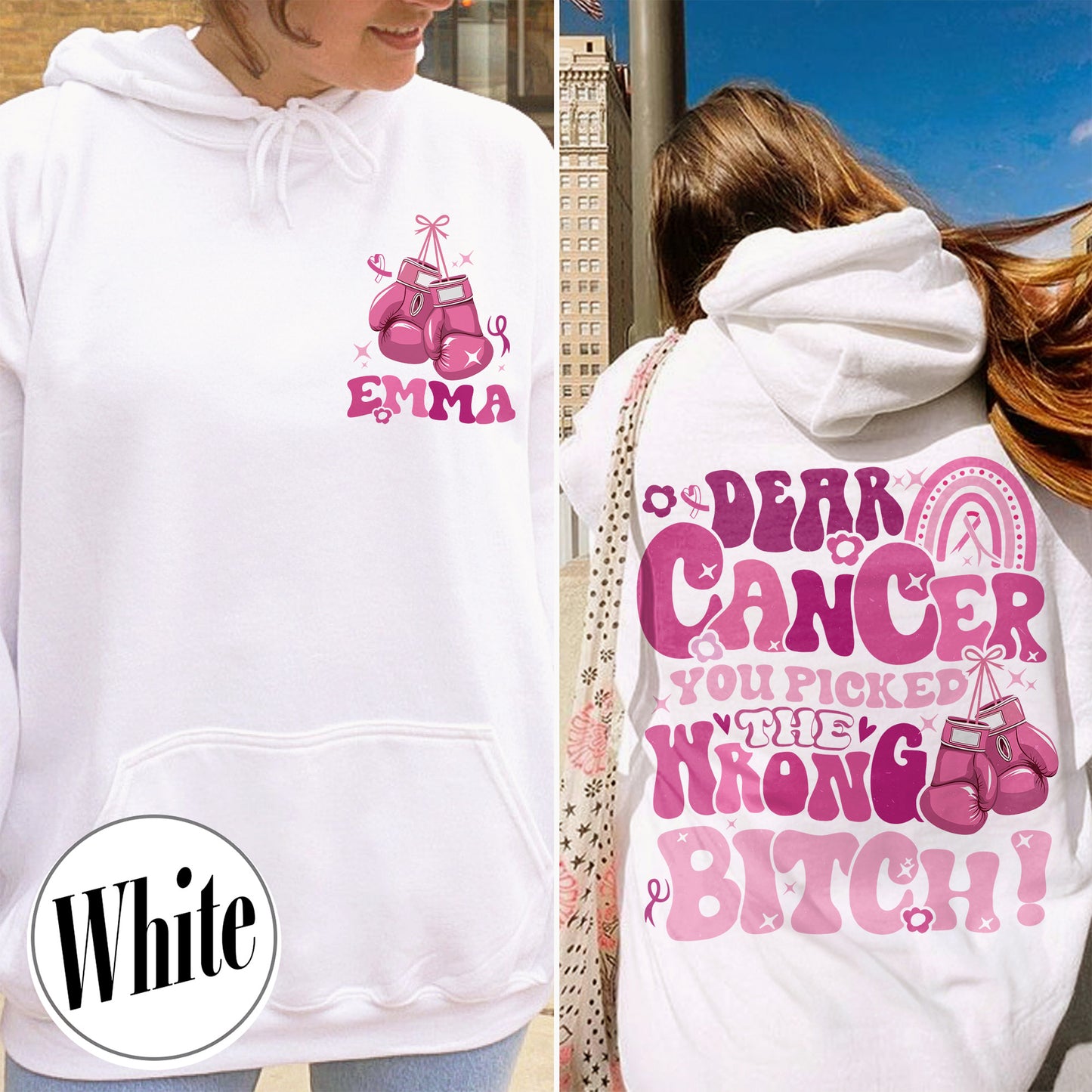 Cancer Awareness Hoodie, Dear Cancer, You Picked the Wrong Bitch Hoodie, Funny Cancer Hoodie, Breast Cancer Support, Cancer Hoodie, Cancer Gift