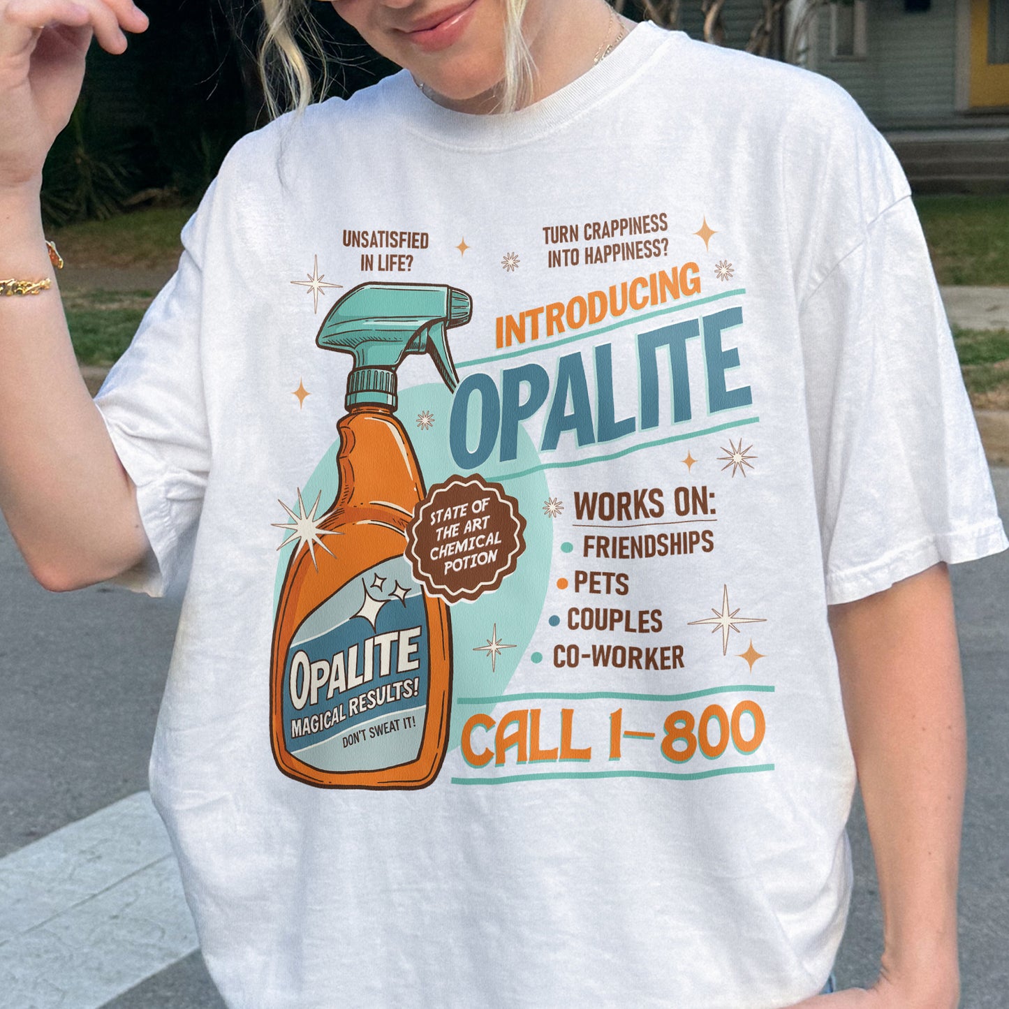 Opalite Spray Retro Graphic, Don't Sweat It, Magical Result, Showgirl Tshirt