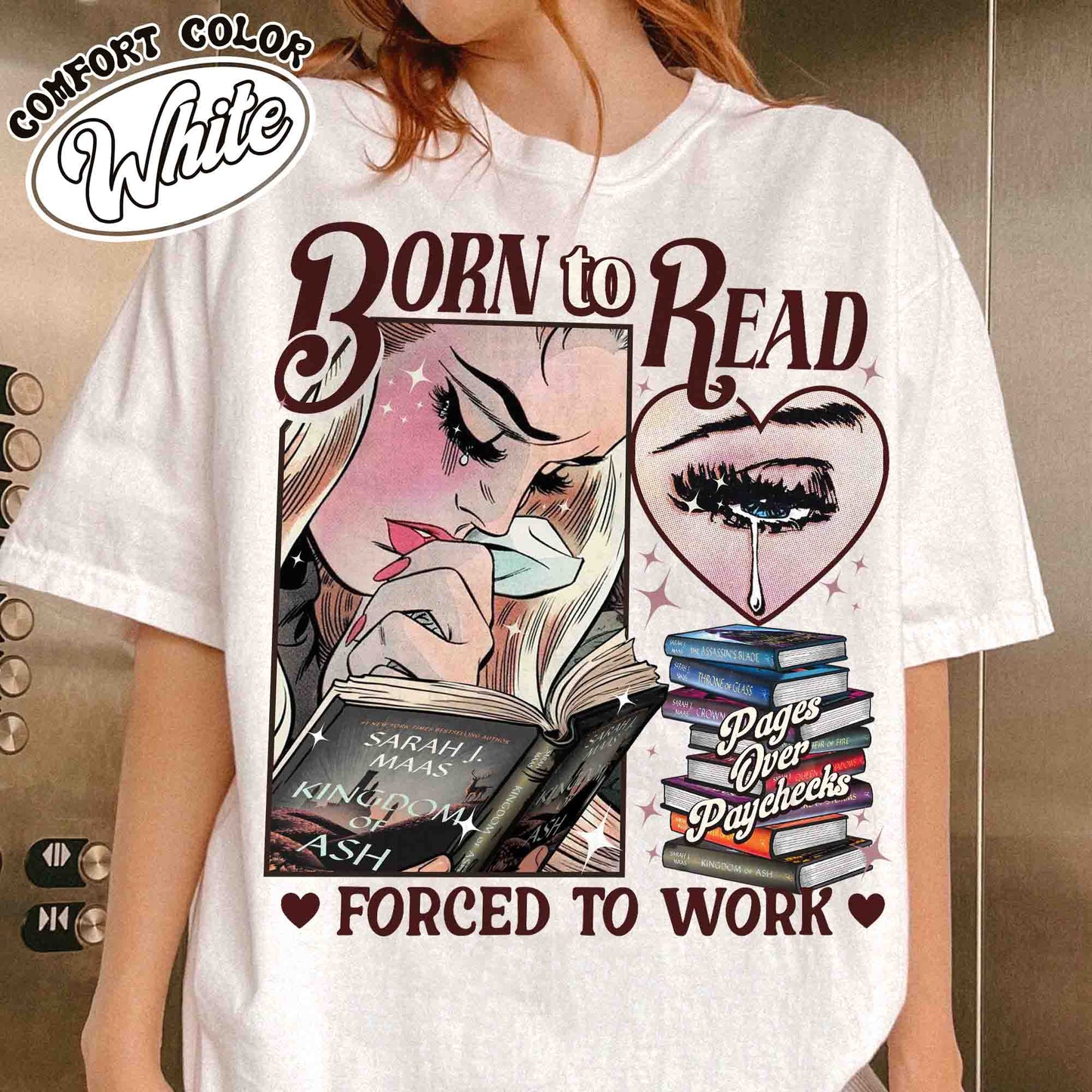 Born To Read Forced To Work Shirt, Born To Read Shirt, Born To Read Bookish Crewneck, TOG Shirt, TOG Series, Sjm Book Shirt, Bookish Gift for Her