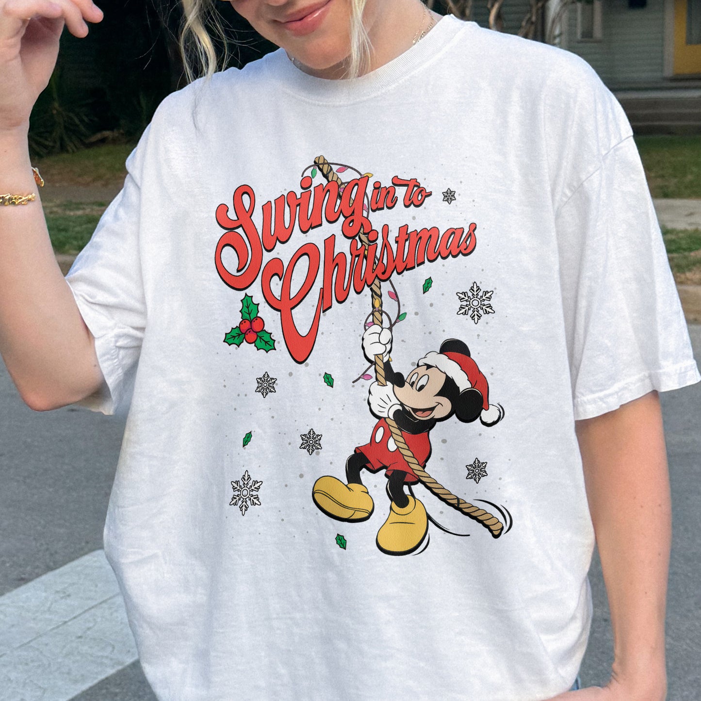 Swing Into Christmas Shirt: Funny Mickey Christmas Tee, Cute Holiday Shirt, Festive Disney Christmas Outfit Tshirt