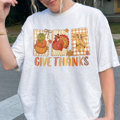 Thanksgiving Holiday, Give Thanks Coquette, Fall Pumpkin Turkey, Grateful Thankful Blessed, Autumn Gift Tshirt