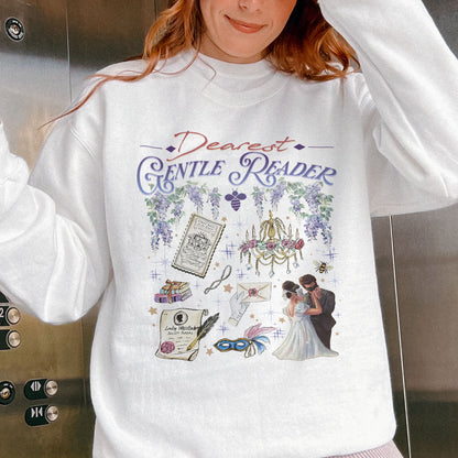 Dearest Gentle Reader, Regency Romance Aesthetic, Bridgerton Inspired Gift for Book Lovers Sweatshirt