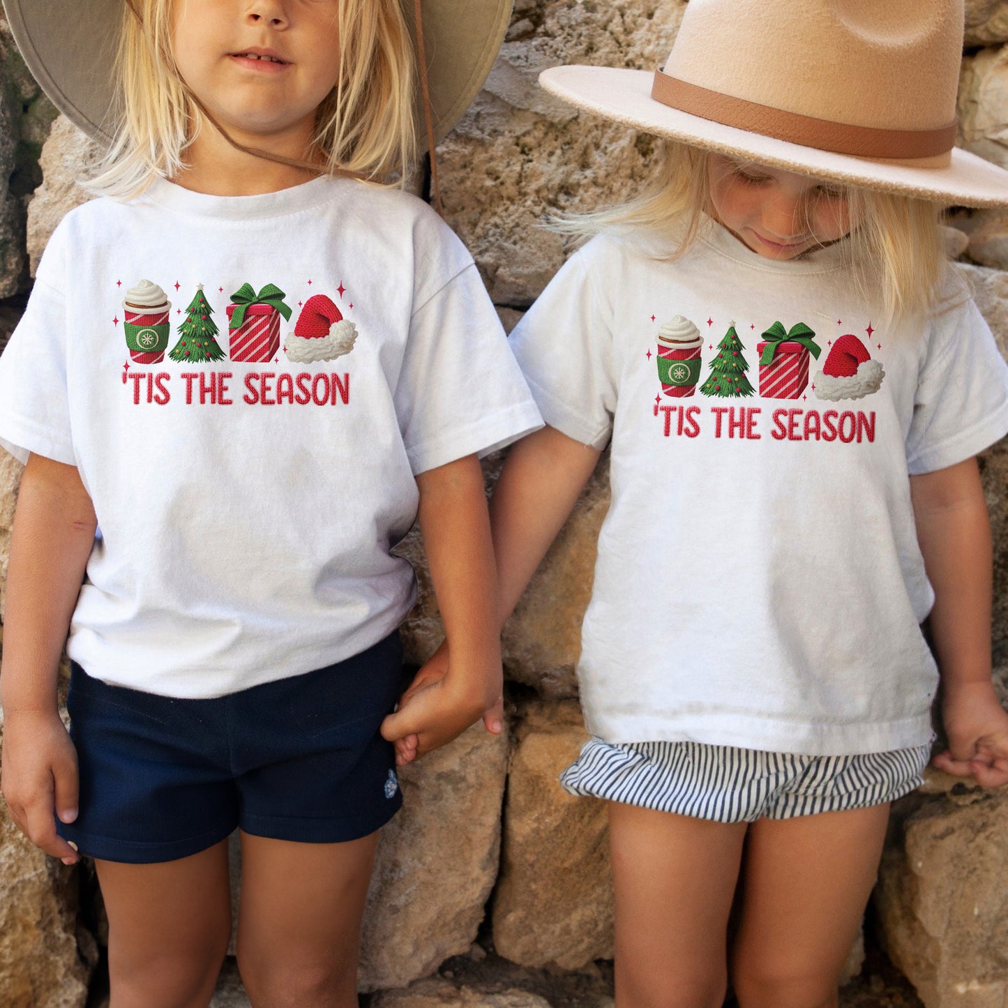 Tis The Season Shirt: Christmas Coffee, Holiday Gift, Santa Hat Tree, Festive Christmas Outfit Youth Tshirt