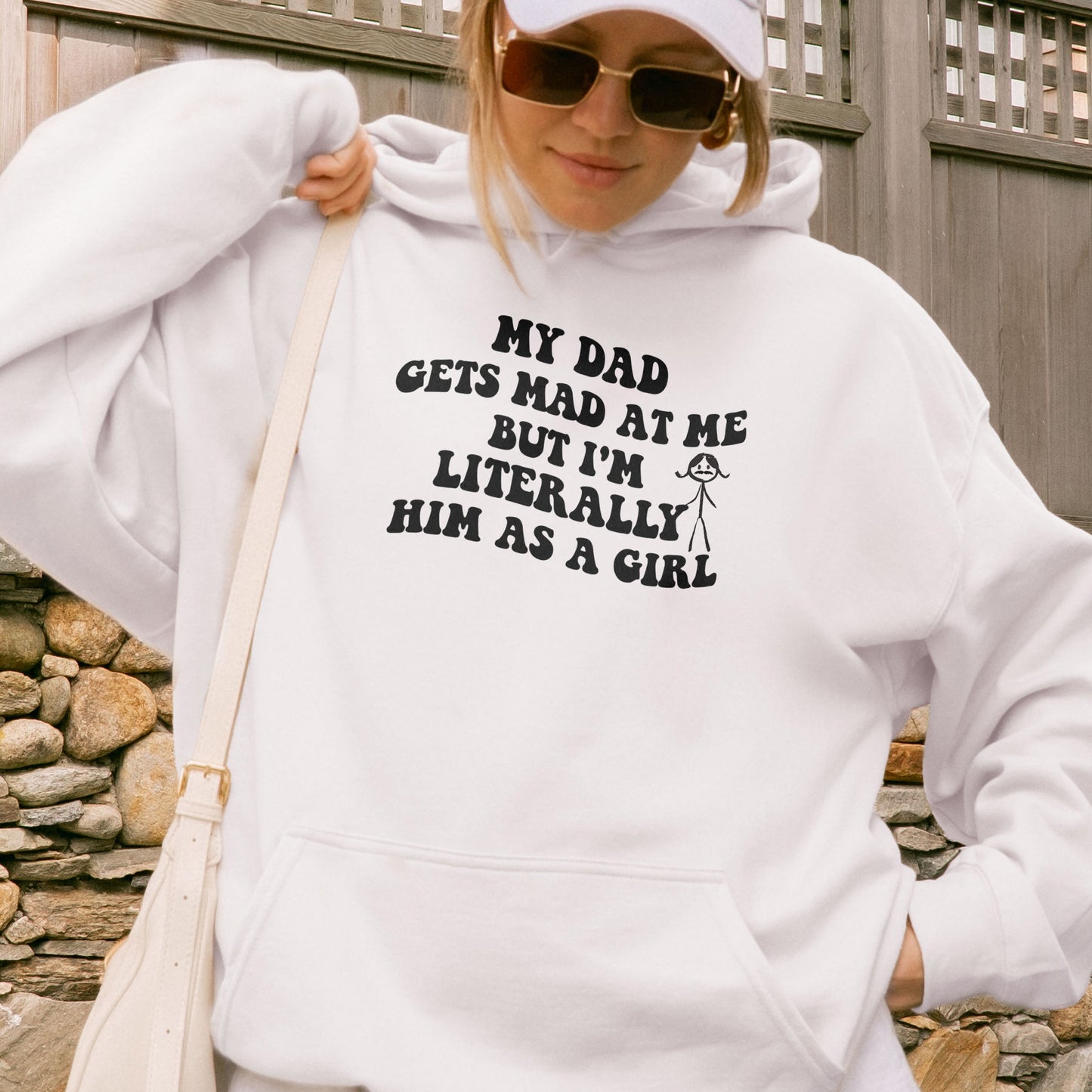 Funny Dad Daughter Hoodie: My Dad Gets Mad at Me But I’m Him as a Girl, Sarcastic Daddy Quote Hoodie