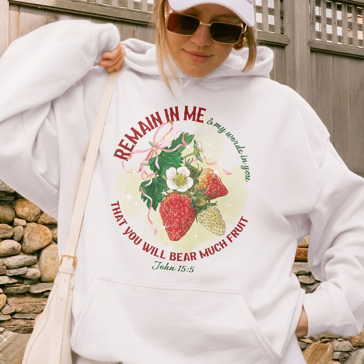 Remain in Me Christian Hoodie: Bible Verse Hoodie, Fruit of the Spirit Faith Hoodie, Jesus Hoodie, God Hoodie