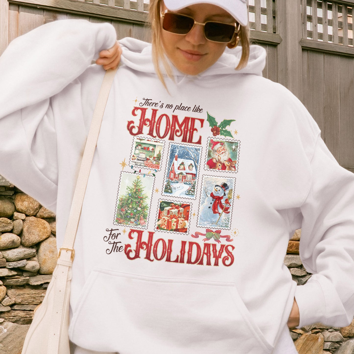 Home for the Holidays Hoodie: Vintage Christmas Hoodie, Merry Xmas Hoodie, Festive Family Xmas Hoodie