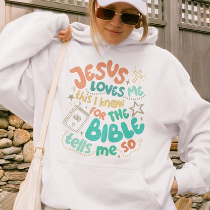 Jesus Loves Me This I Know Hoodie: Christian Bible Verse Hoodie, Kids Youth Faith Hoodie