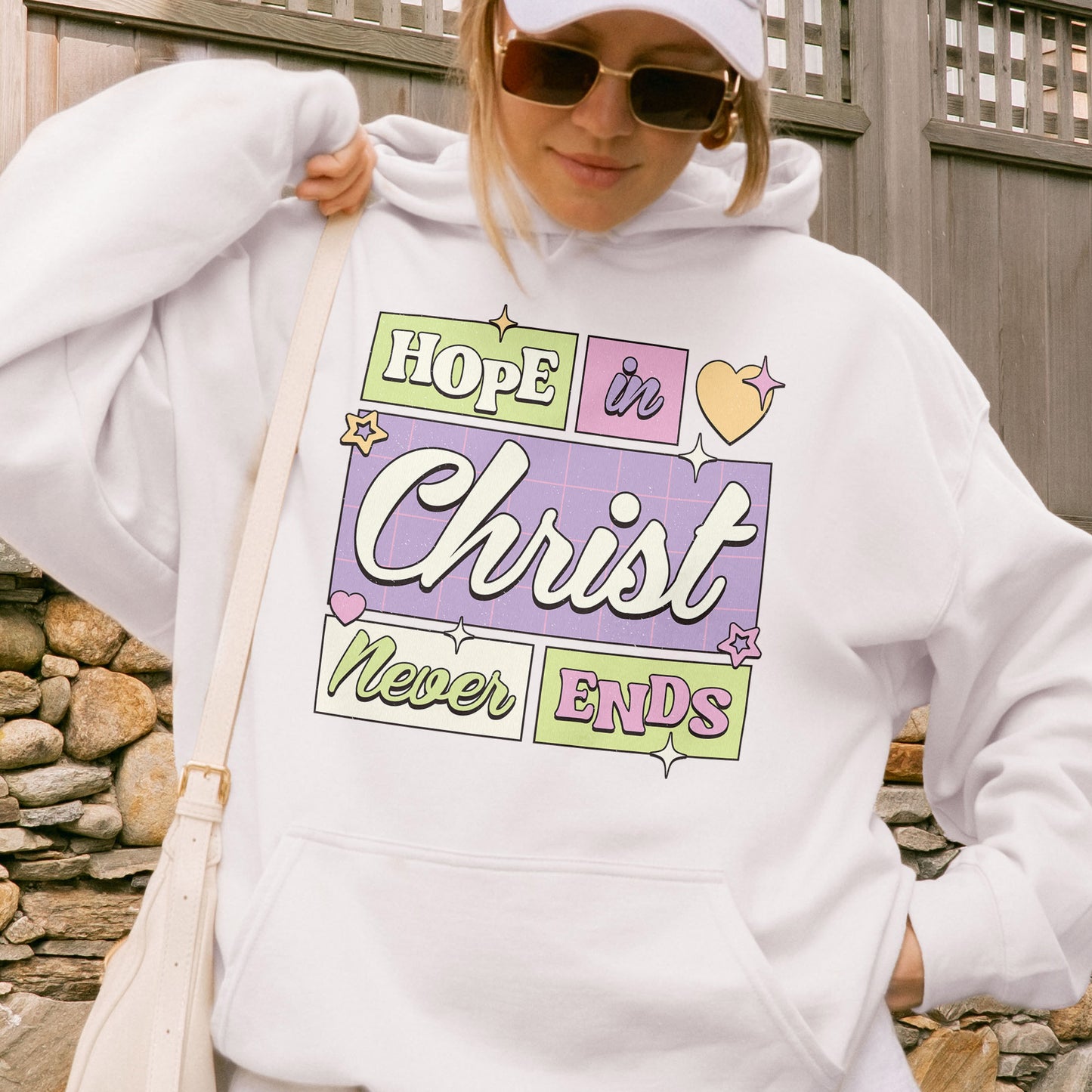 Hope in Christ Never Ends Hoodie: Vintage Christian Hoodie, God Never Fails Hoodie, Cute Pastel Jesus Hoodie