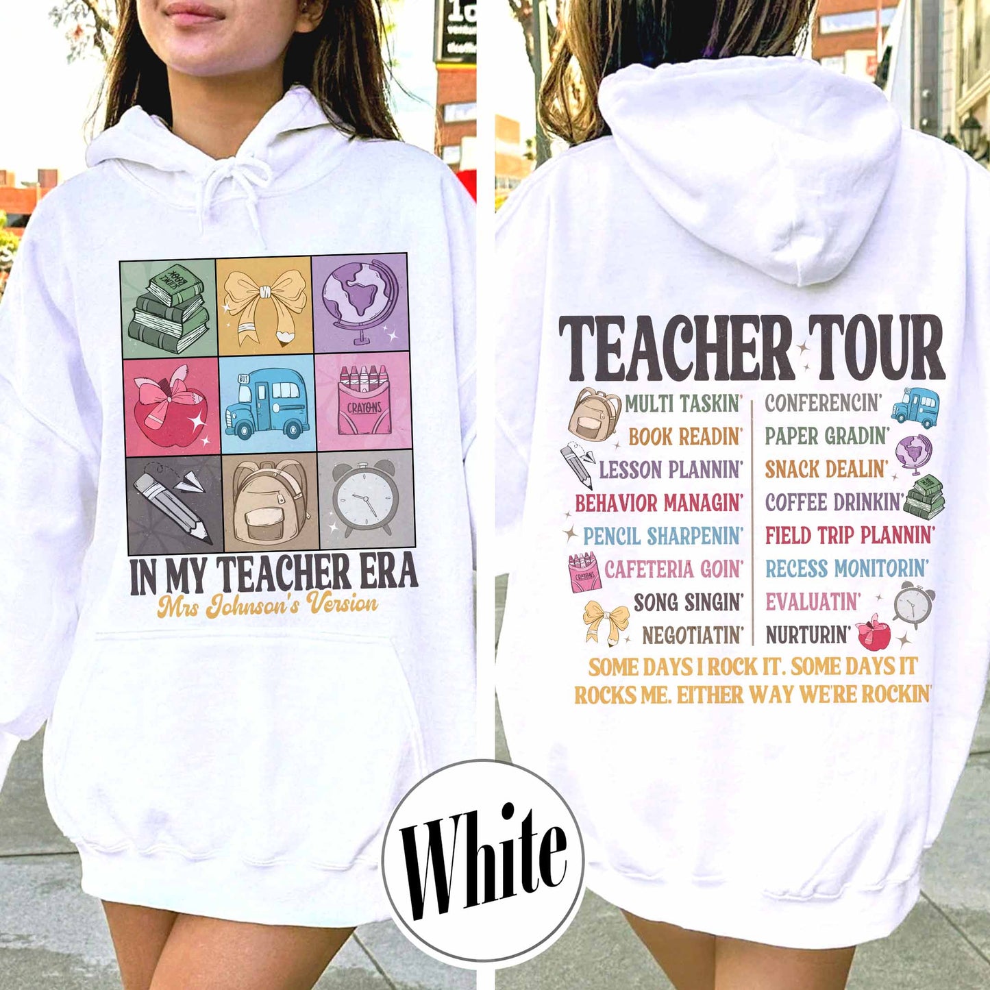 Back to School Hoodie, Custom Name Teacher Hoodie, Abcd Teacher Tour Hoodie, Gift for Teacher