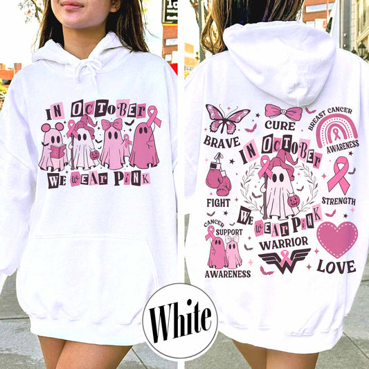 Breast Cancer Awareness Hoodie, Breast Cancer Support Squad Hoodie, in October We Wear Pink Hoodie