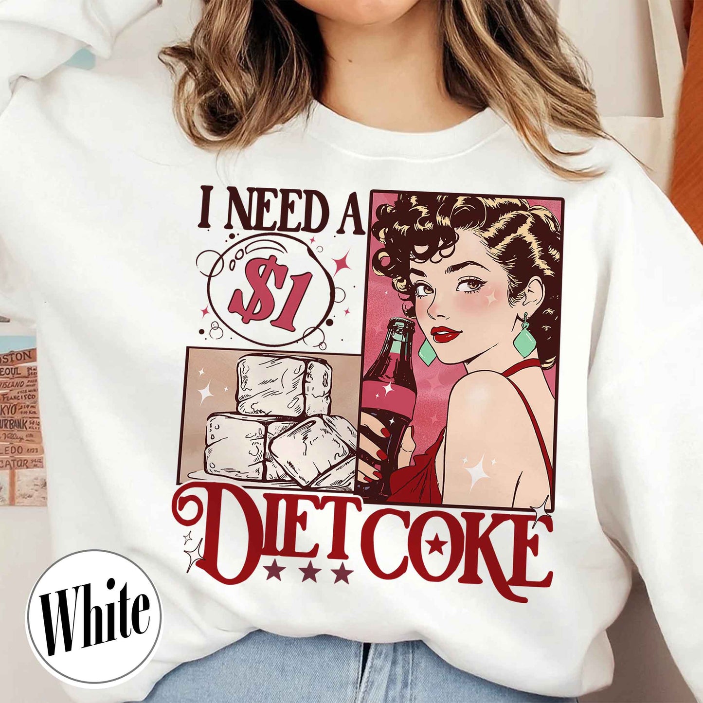 Diet Coke Sweatshirt, I Need a Diet Coke Pop Caffeine Cola Drinks Sweatshirt, Trendy Funny Sweatshirt