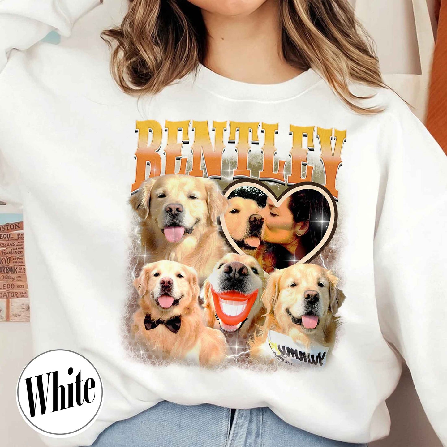 Custom Sweatshirt, Custom Pet Photo Sweatshirt, Custom Retro Dog Bootleg Sweatshirt, Pet Lovers Gift