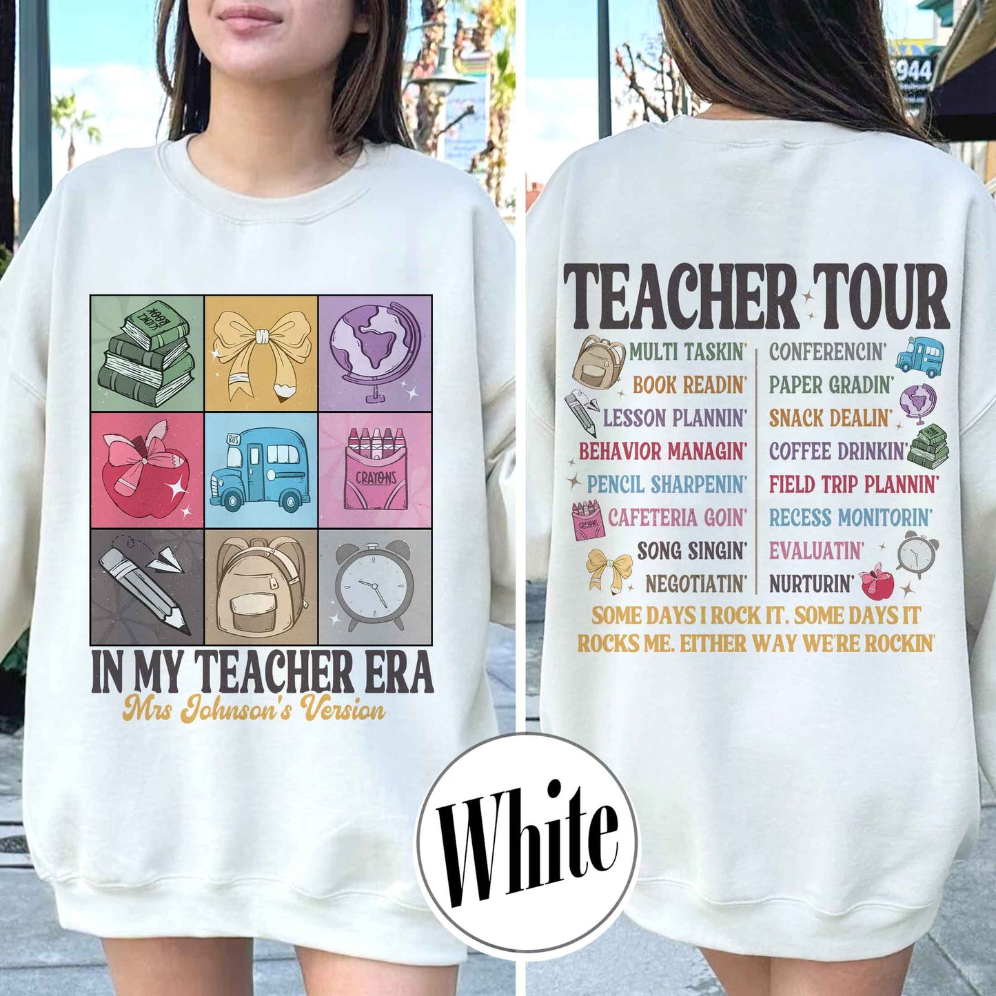 Back to School Sweatshirt, Custom Name Teacher Sweatshirt, Abcd Teacher Tour Sweatshirt, Gift for Teacher