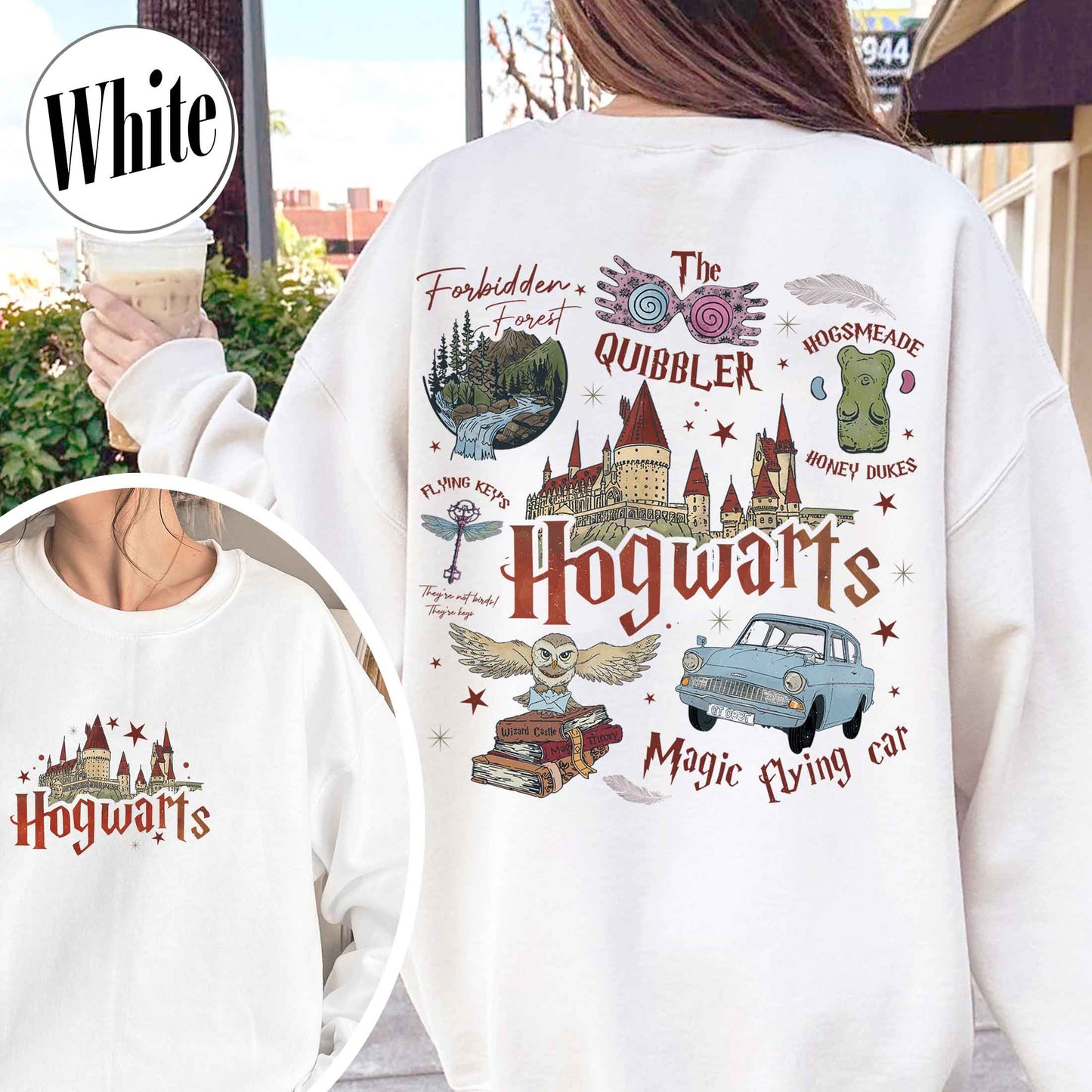 Wizard School Fandom Sweatshirt, Book Reading Magic Sweatshirt, Bookish Sweatshirt, Hp Inspired Two Sided Sweatshirt, Gift For Friends
