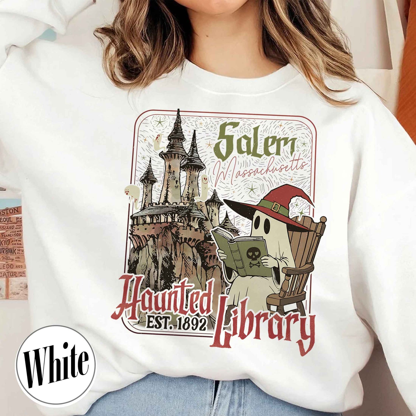 Halloween Book Lover Sweatshirt, the Haunted Library Sweatshirt, Salem Book Club Sweatshirt