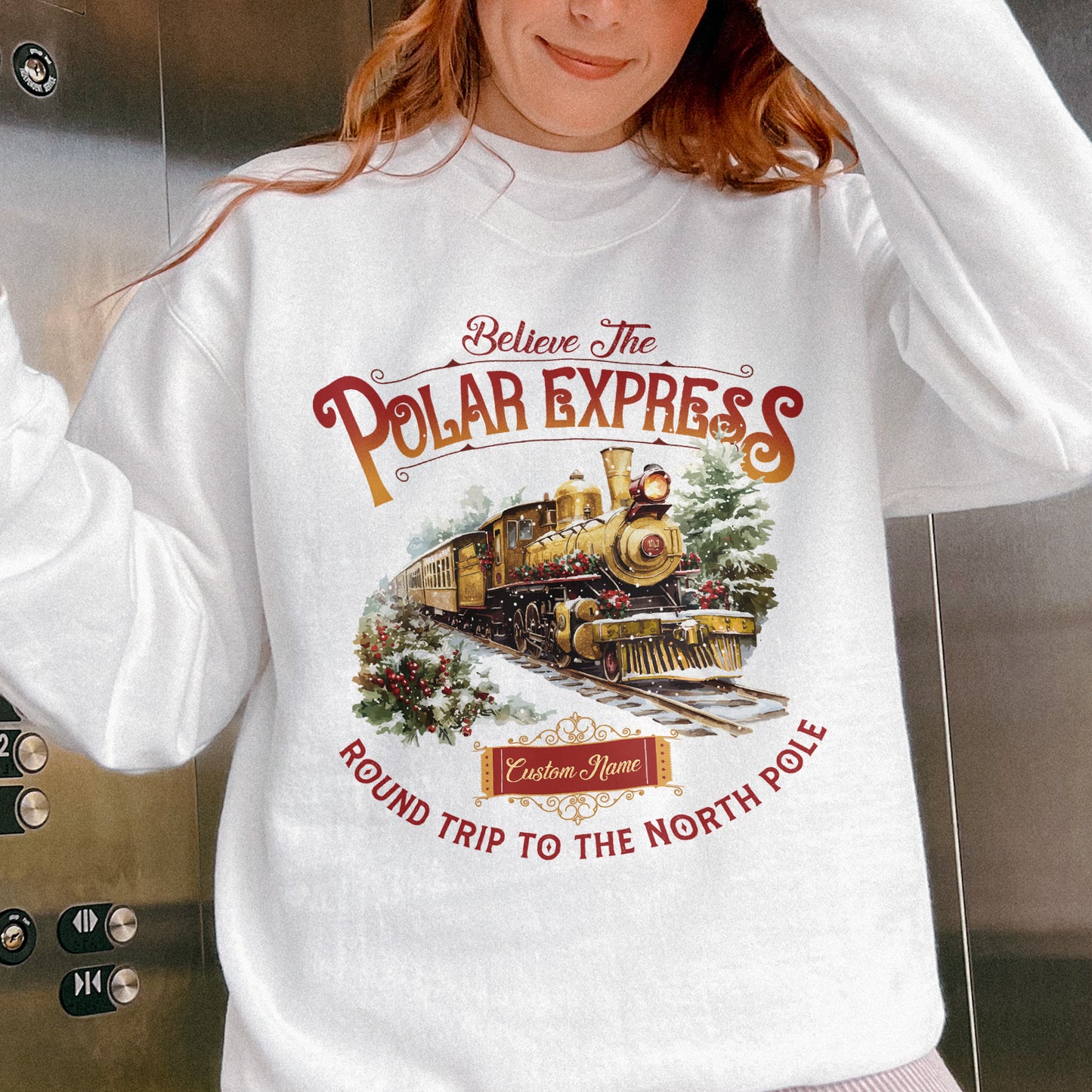 Custom Polar Express Sweatshirt | Believe Round Trip to the North Pole Sweatshirt