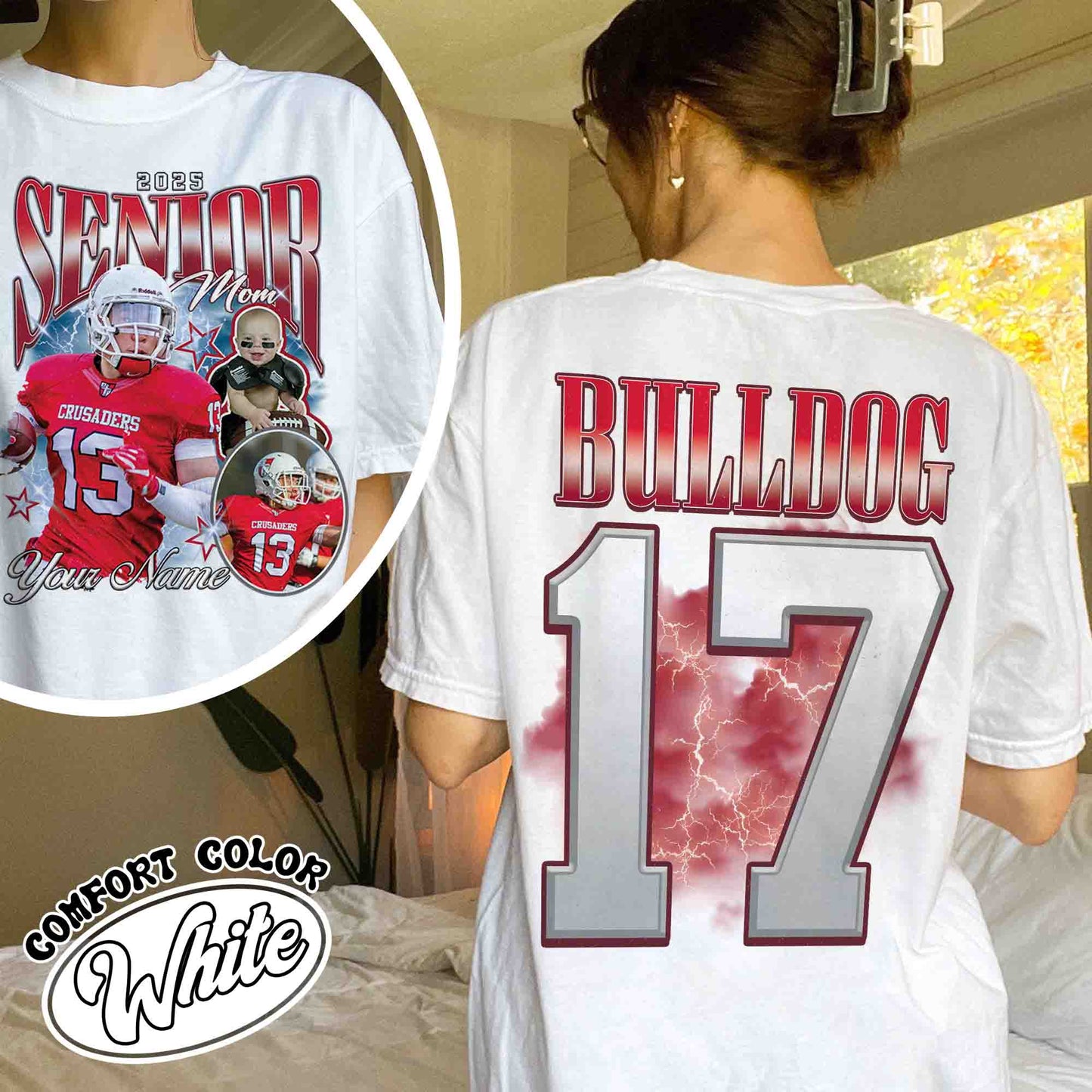 Custom Senior Football Mom Shirt, Senior Football Mom 2025, Mom of a Senior Football, Custom Football Shirt With Photo, Bootleg Sports Shirt