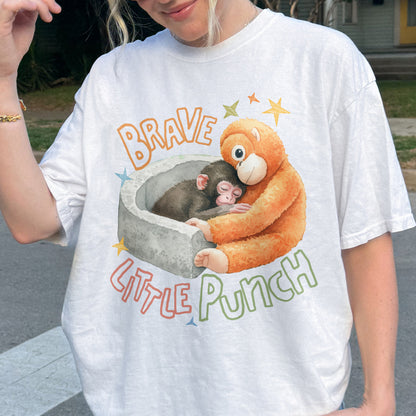 Punch the Monkey, Hang In There Punch, Team Punch, Baby Monkey Holding Plush Toy, Animal Lover Gift Tshirt