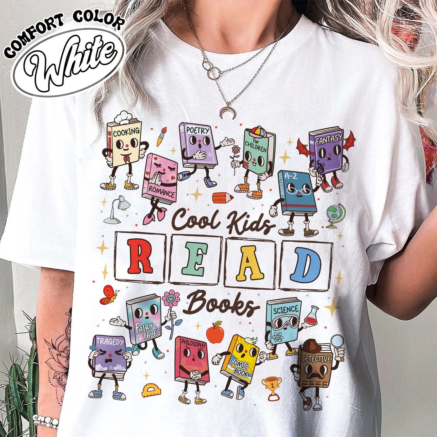 Teacher Comfort Colors Shirts,Cool Kids Read Books Shirt, School Librarian Shirt,Reading Teacher Shirt
