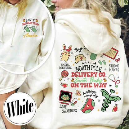 Christmas Tree Pregnancy Announcement, Santa Baby Pregnancy Hoodie, Labor and Delivery Nurse Hoodie, Nurse Christmas Hoodie, Delivery Crew Hoodie