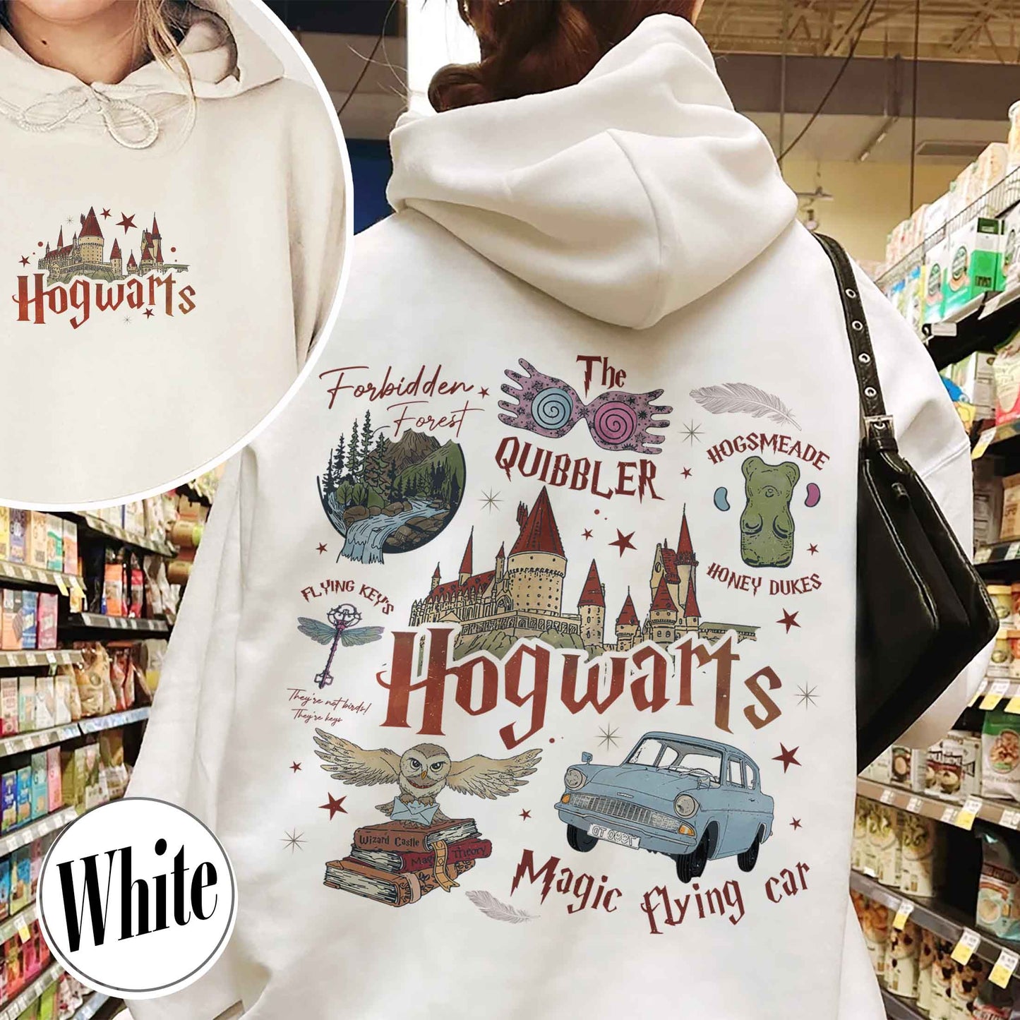 Wizard School Fandom Hoodie, Book Reading Magic Hoodie, Bookish Hoodie, Hp Inspired Two Sided Hoodie, Gift For Friends