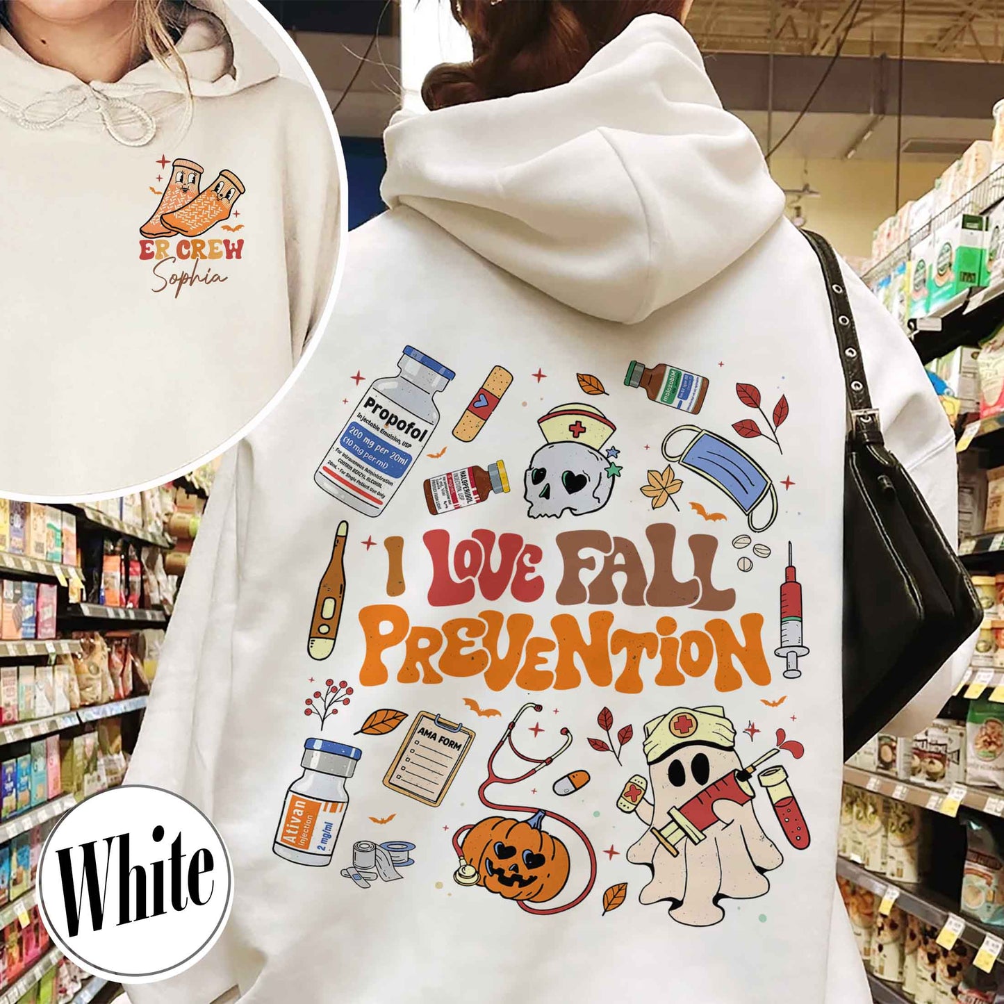 Halloween Nurse Hoodie, Custom Fall Nurse Prevention Hoodie, Nurse Boo Crew Hoodie