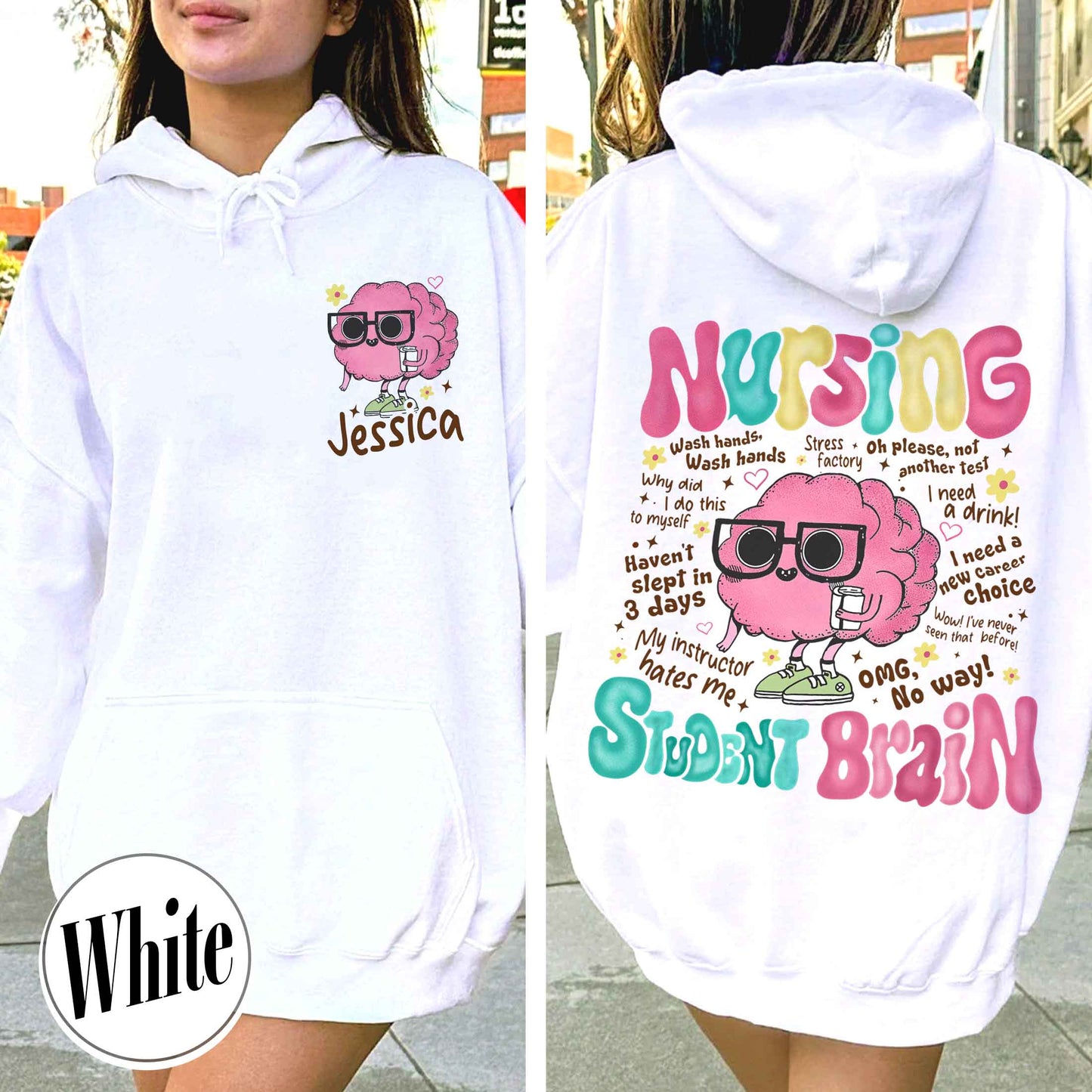Nurse Hoodie, Nursing Student Brain Hoodie, for Work Rn Hoodie, Registered Nurse Hoodie