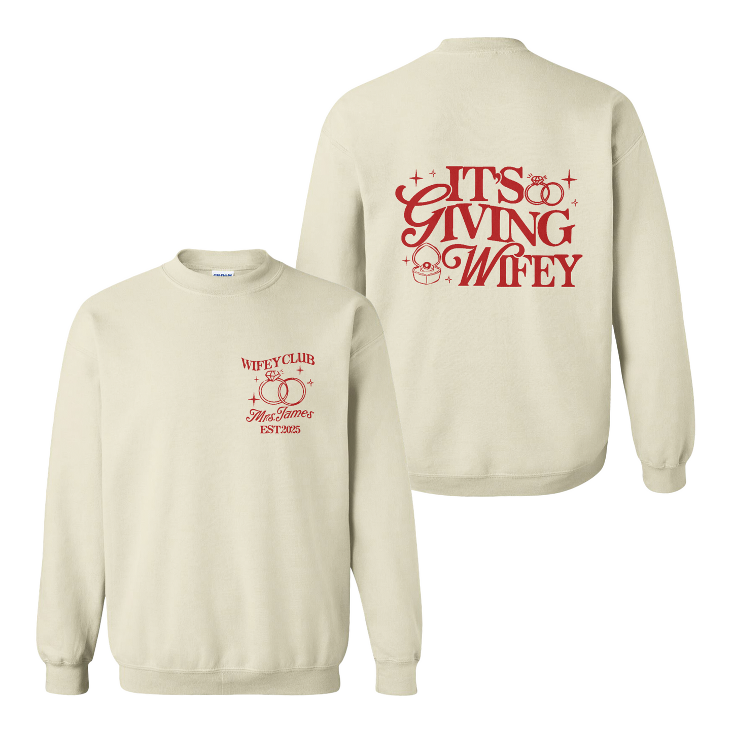 Wifey Vibes Sweatshirt, Custom Its Giving Wifey Sweatshirt, Bride To Be Sweatshirt, Custom Engagement Gift