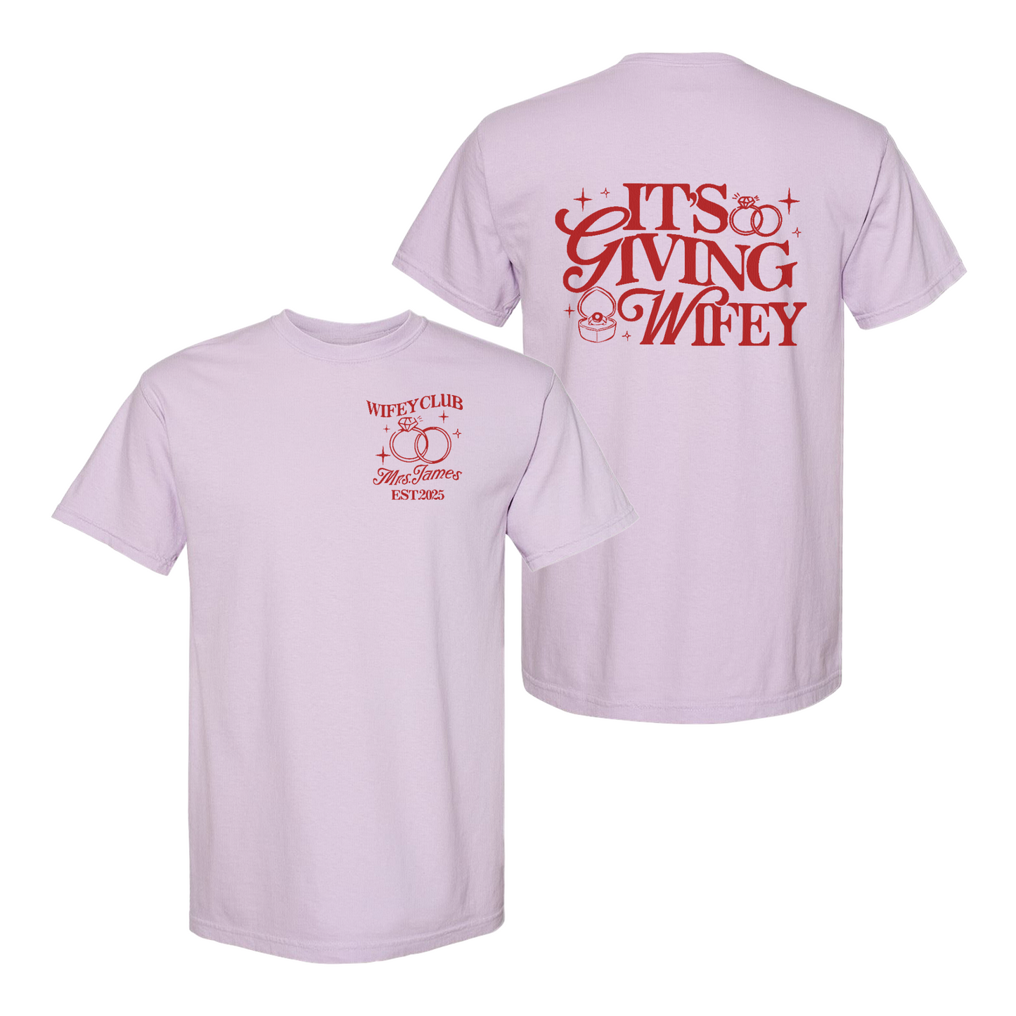 Wifey Vibes Comfort Color Shirt, Custom Its Giving Wifey T-Shirt, Bride To Be Shirt, Custom Engagement Gift