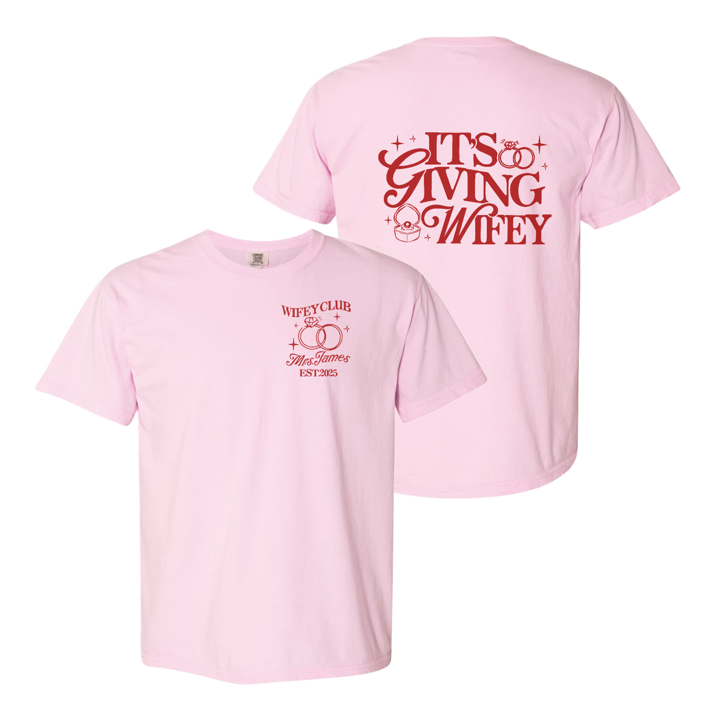 Wifey Vibes Comfort Color Shirt, Custom Its Giving Wifey T-Shirt, Bride To Be Shirt, Custom Engagement Gift