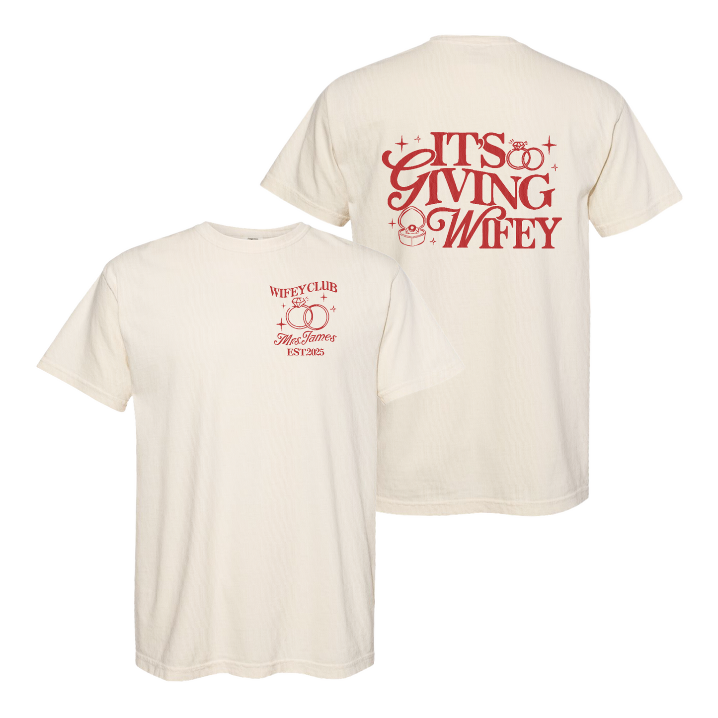 Wifey Vibes Comfort Color Shirt, Custom Its Giving Wifey T-Shirt, Bride To Be Shirt, Custom Engagement Gift