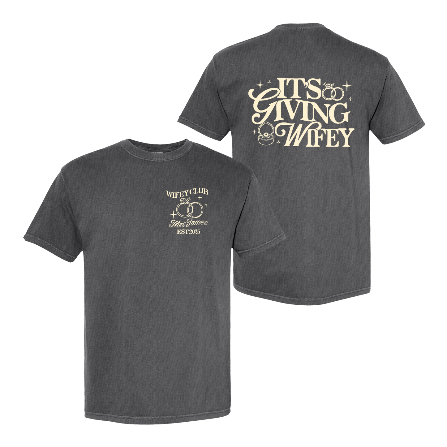 Wifey Vibes Comfort Color Shirt, Custom Its Giving Wifey T-Shirt, Bride To Be Shirt, Custom Engagement Gift