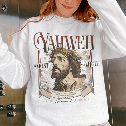 Yahweh John 1:9 Jesus Bible Verse Christian Sweatshirt