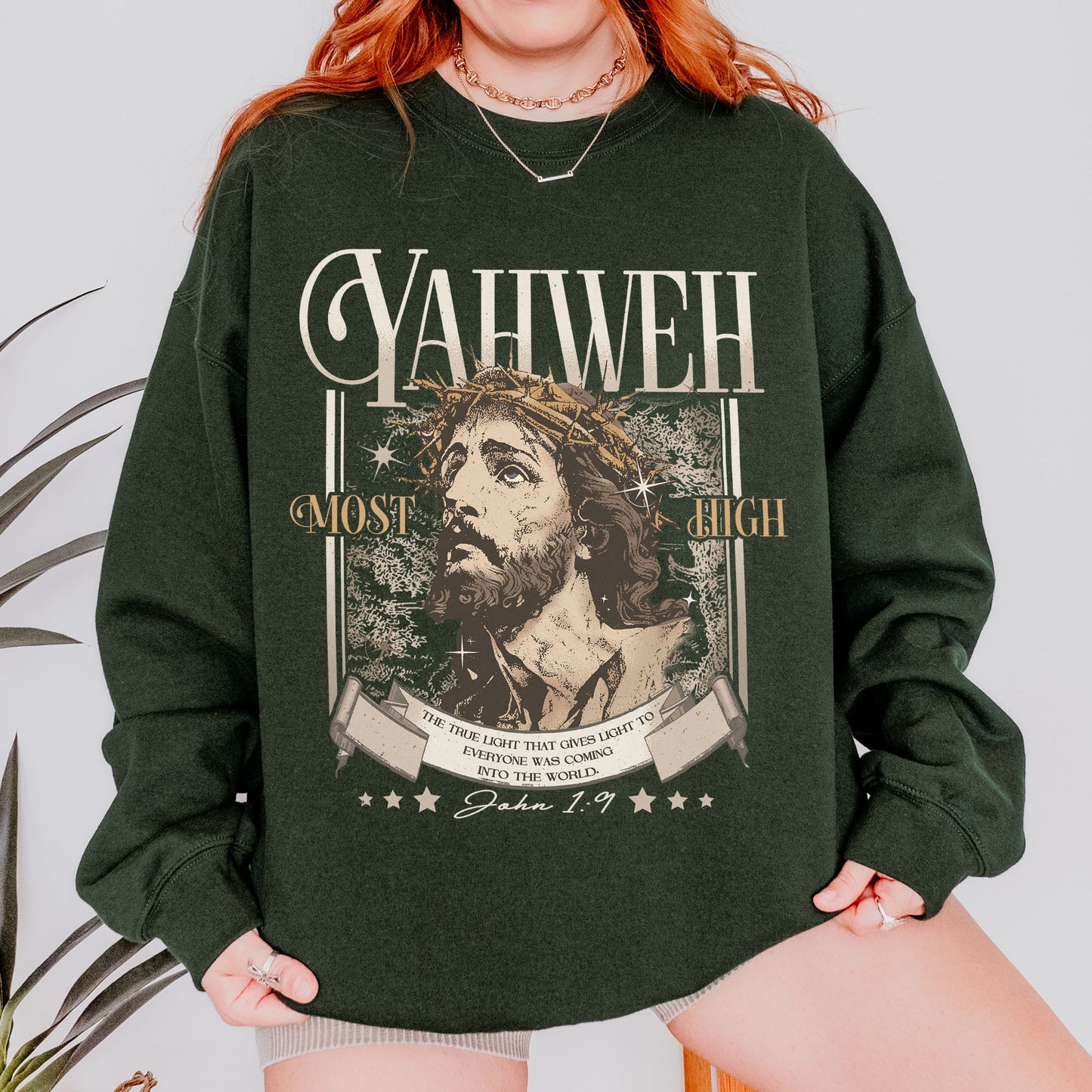 Yahweh John 1:9 Jesus Bible Verse Christian Sweatshirt