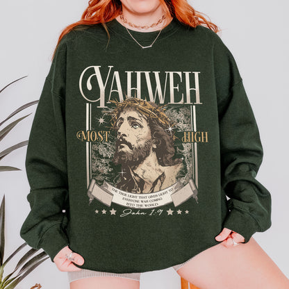 Yahweh John 1:9 Jesus Bible Verse Christian Sweatshirt