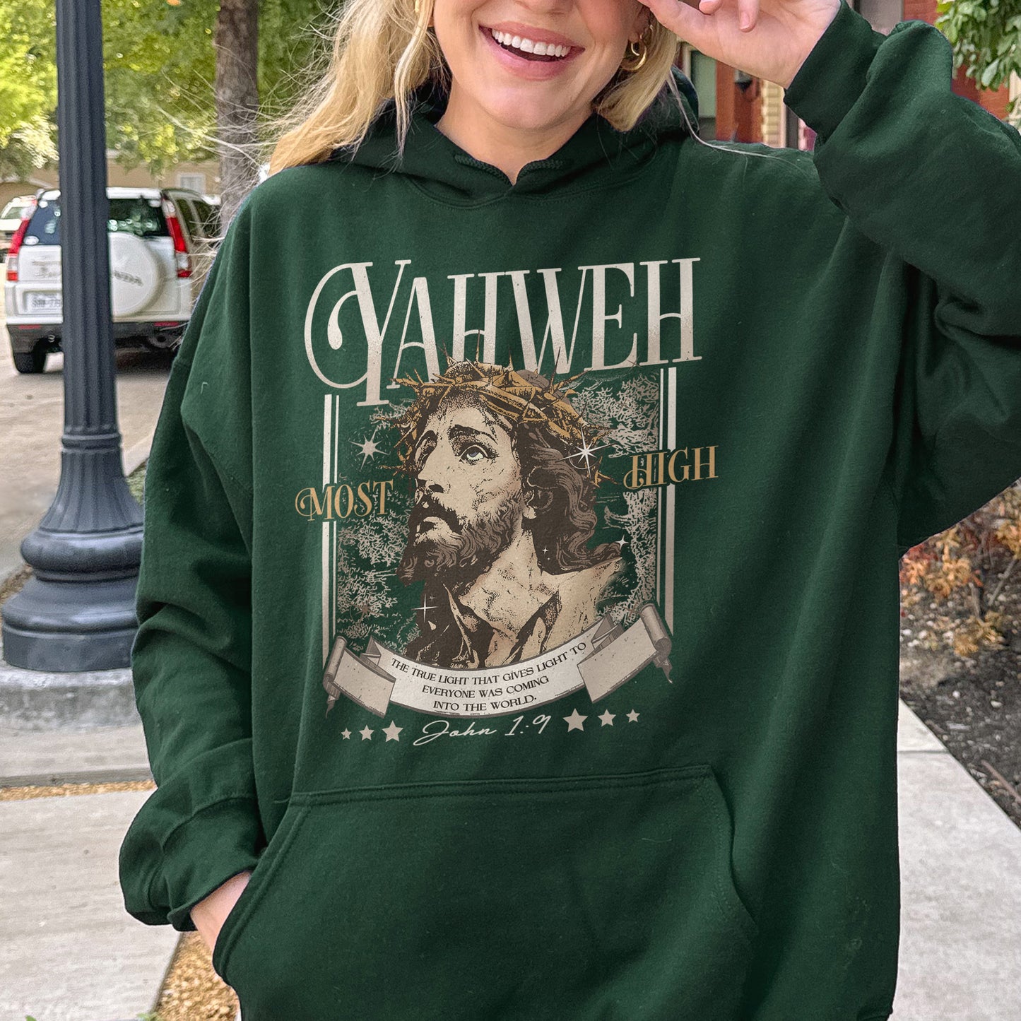 Yahweh John 1:9 Jesus Bible Verse Christian Hoodie