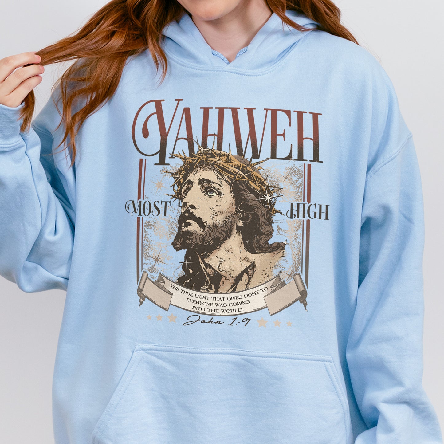 Yahweh John 1:9 Jesus Bible Verse Christian Hoodie