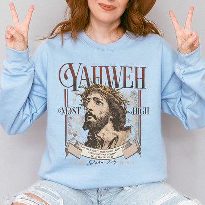 Yahweh John 1:9 Jesus Bible Verse Christian Sweatshirt