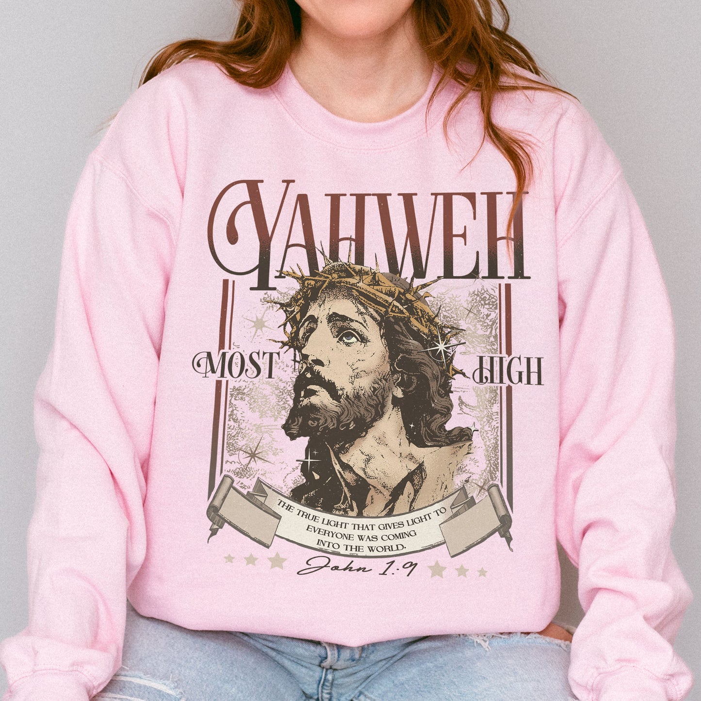 Yahweh John 1:9 Jesus Bible Verse Christian Sweatshirt