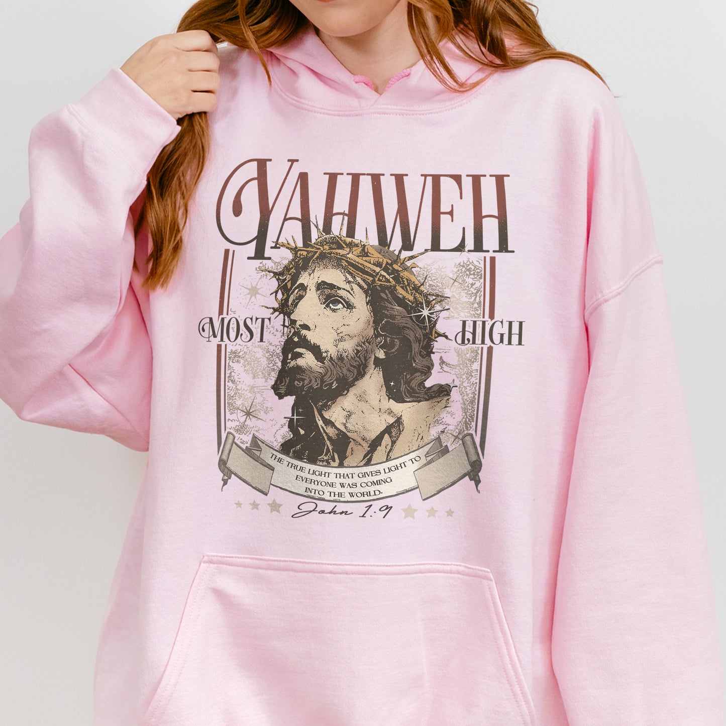 Yahweh John 1:9 Jesus Bible Verse Christian Hoodie